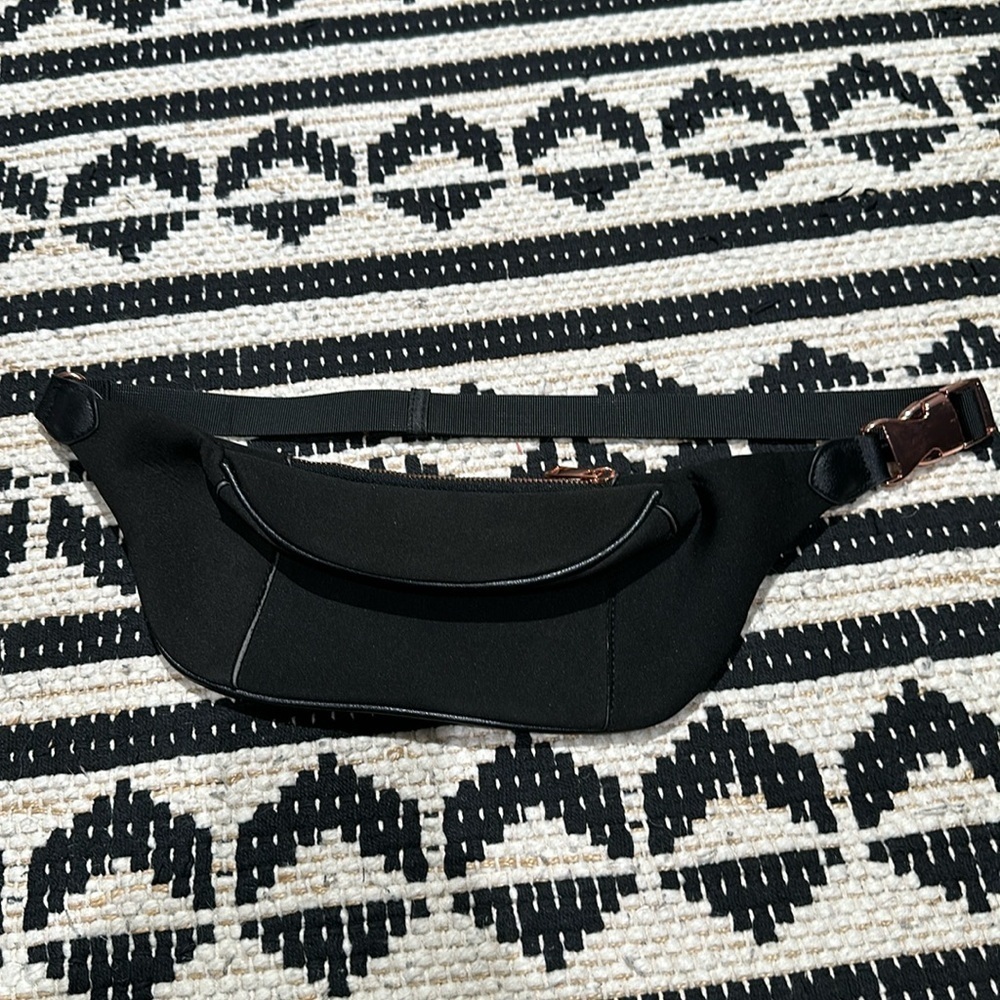 Black and rose gold fanny pack